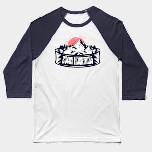 Rocky Mountains Sunset Baseball T-Shirt